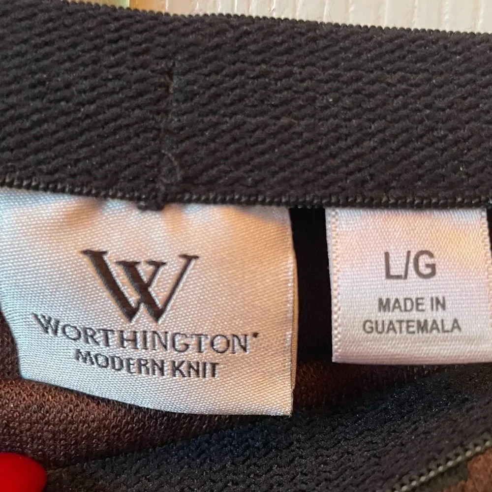 BLACK AND BROWN PENCIL SKIRT SIZE LARGE BY WORTHINGTON